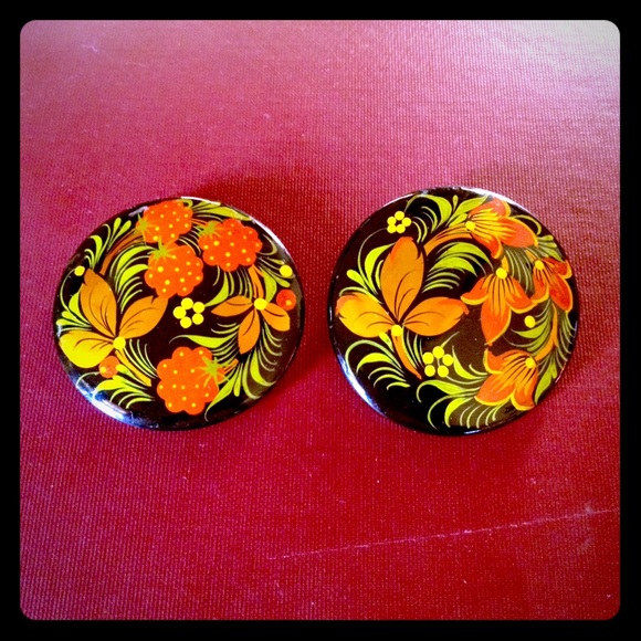 Vintage Set Ukrainian Floral Folk Art Brooches - Picture 4 of 8